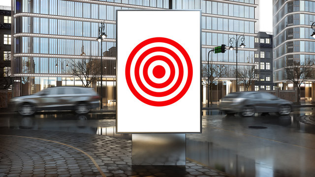 target advertisement on billboard on city downtown