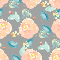 Watercolor Floral Background with Hand Painted Flowers. Spring Floral