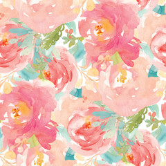 Watercolor Floral Background with Hand Painted Flowers. Spring Floral