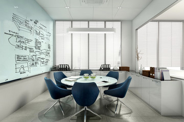 3d rendering business meeting room on high rise office building