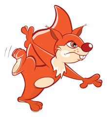 Vector Illustration of a Cute Squirrel. Cartoon Character