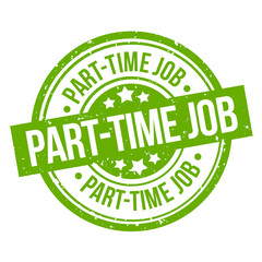part-time job round green grunge stamp badge