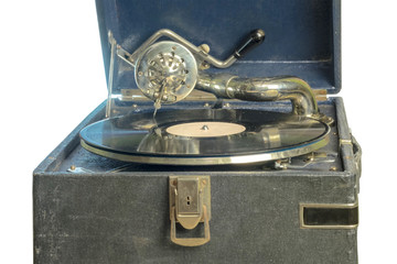 vintage gramophone with vinyl disc