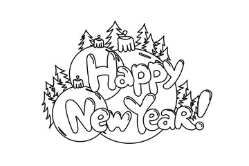 Happy New Year. Hand drawned vector illustration