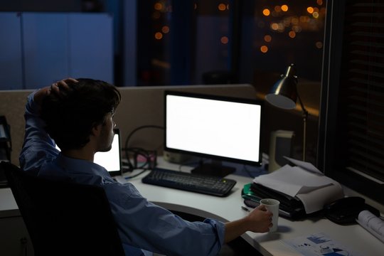 Male executive working at desk