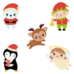 Set of christmas characters.