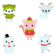 Set of christmas characters.