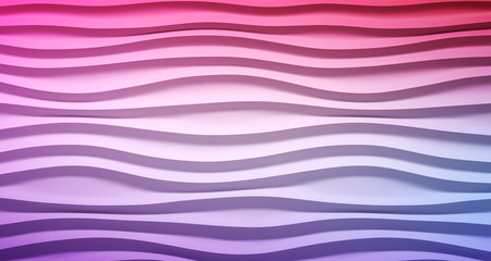 Multicolor Wavy background. Interior wall decoration. 3D illustration. Abstract waves.