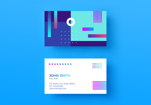Business Card Layout with Abstract Gradients