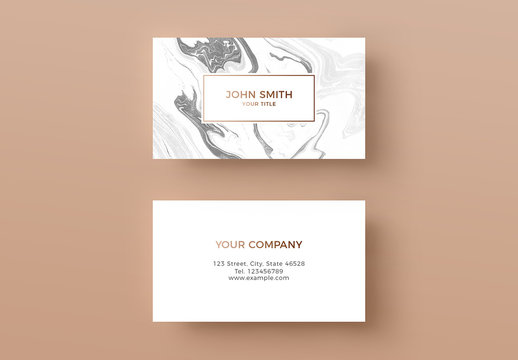 Business Card Layout with Marble Background