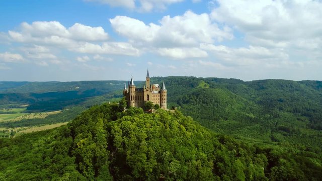 Hohenzollern Castle, Germany. Aerial FPV drone flights.