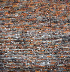 Hohe Mauer aus Ziegelsteinen