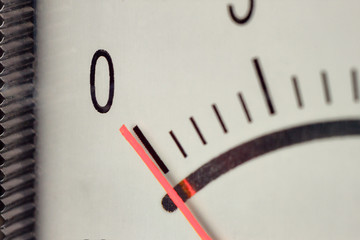 The scale pointer standing in the zero position