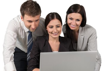 Obraz premium Portrait of Business People Working with Laptop