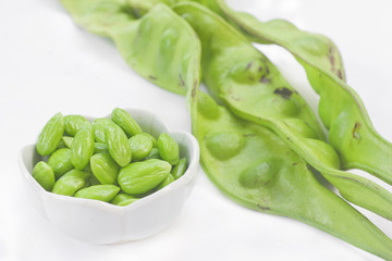 Sato seeds thailand vegetable and herb for thaifood on white background.