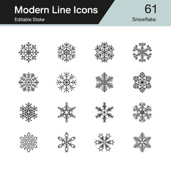 Fototapeta na wymiar Snowflake icons. Modern line design set 61. For presentation, graphic design, mobile application, web design, infographics, UI. Editable Stroke.