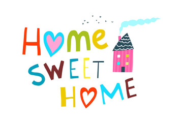 Home Sweet Home Lettering with House