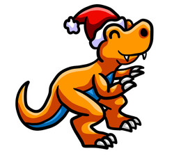 Happy Orange Christmas T Rex