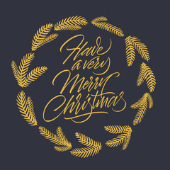 Have a Very Merry Christmas card with lettering 