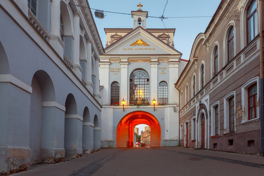 Vilnius. Old City Gate At Dawn.