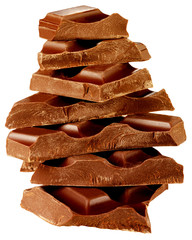 STACK OF MILK CHOCOLATE PIECES CUT OUT