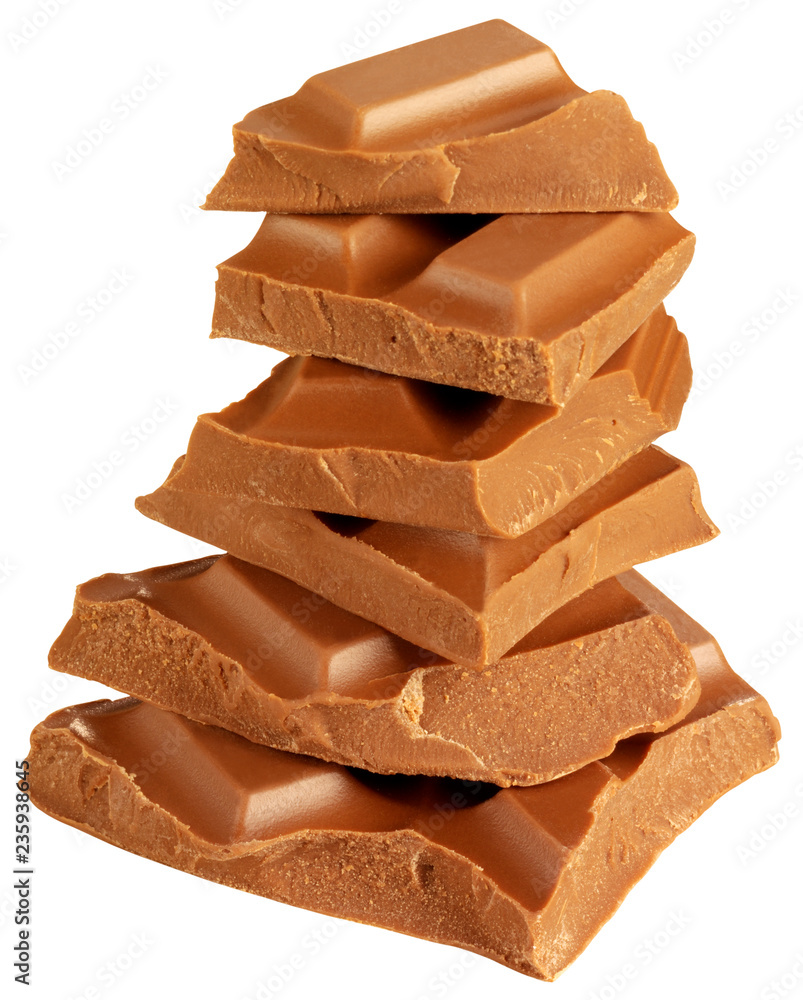 Sticker stack of milk chocolate pieces