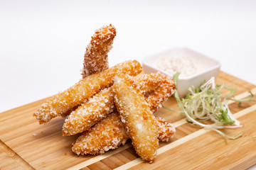 close-up of crispy fried chicken breast
