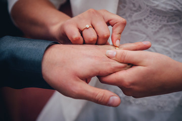 Wedding ceremony, bride and groom hands