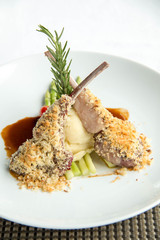  Grilled Lamb steak with spicy Pepper sauce.