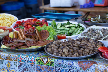 B-B-Q. vegetarian street food. Vegetables and fruits cooking on an open fire