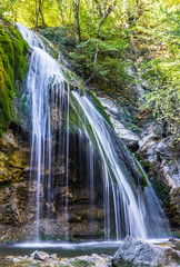 Fototapeta na wymiar Djur-djur waterfall is located on the Ulu-Uzen river in the Crimea