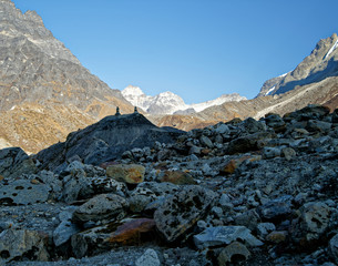 Fototapeta na wymiar Landscape while climbing at the Mera peak
