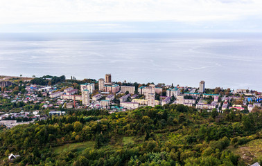 View from the mountains to the city in Abkhazia