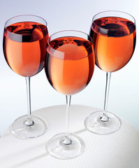 THREE GLASSES OF ROSE WINE