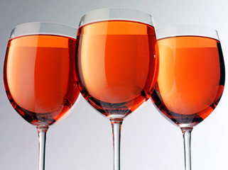 THREE GLASSES OF ROSE WINE