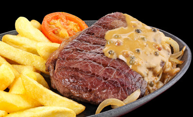 RUMP STEAK WITH PEPPER SAUCE