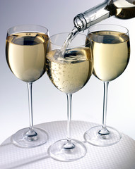 THREE GLASSES OF WHITE WINE