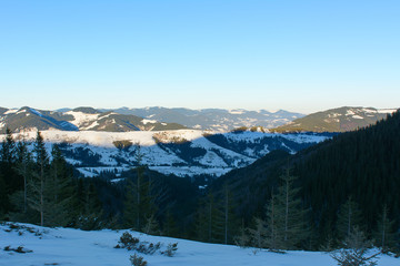 Frosty winter day in the mountains