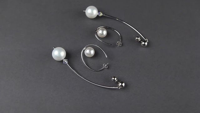 pearl silver earrings hd footage