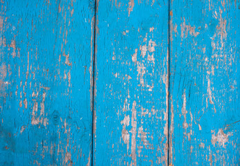 Fototapeta na wymiar blue painted worn hardwood planks surface as background image
