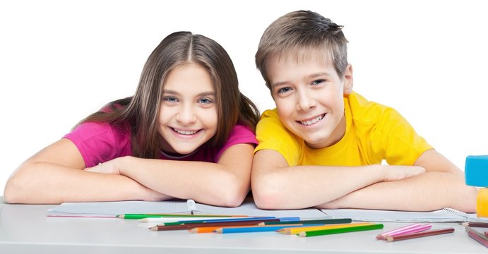 Two School Children Smiling