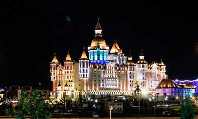 Medieval Castle style "Bogatyr" hotel at the Sochi Amusement Park