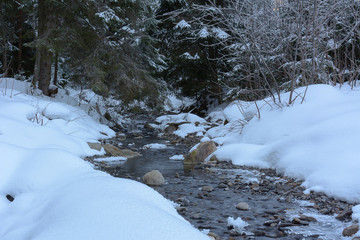 Mountain river in winter