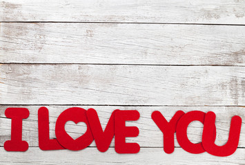Valentines day greeting card with I love you words