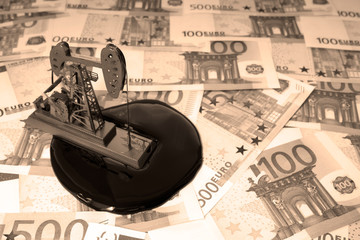 neftekachka, oil, the Euro banknotes. oil production. oil and oil products market.