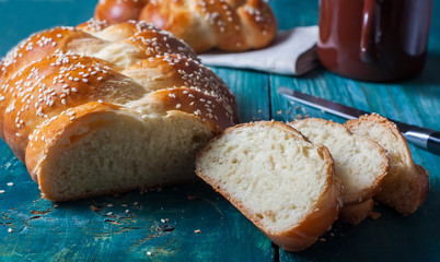 Challah bread with sesame seeds