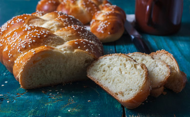 Challah bread with sesame seeds