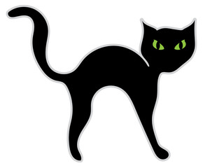Illustrazione di un gatto nero con occhi minacciosi