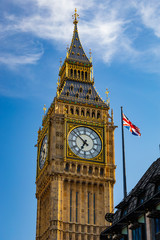 Fototapeta na wymiar The famous ‘Big Ben’ housed in the Elizabeth clock tower of Westminster Palace.