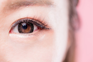 woman with circle contact lenses